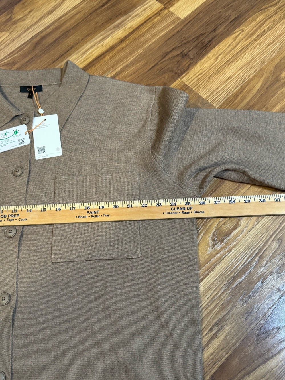 Quince Women’s Eco-Knit Milano Stitch Oversized Shirt Jacket, Warm Taupe, Size L - Picture 7 of 10